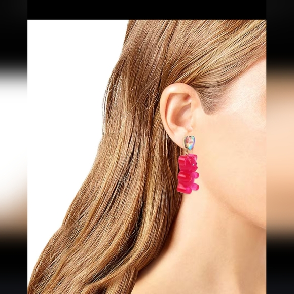 Betsey Johnson Pink Gummy Bear Drop Earrings! - Picture 4 of 14